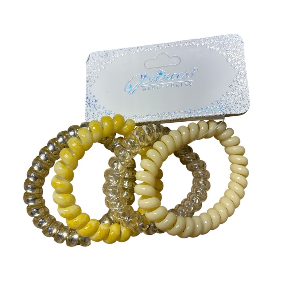 NWT -4pk Yellow coil hair ties.